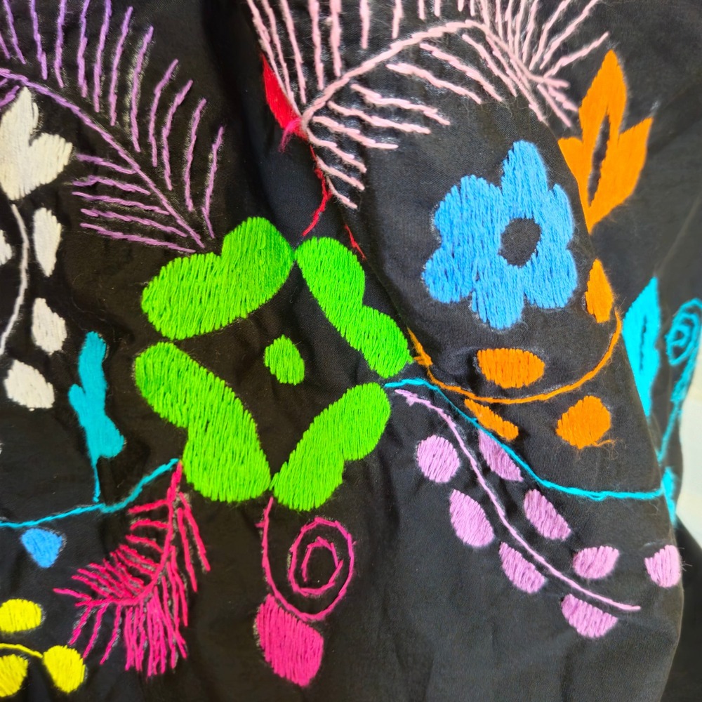 Embroidered Floral‎ Patchwork Midi/Maxi Dress Boho Drop Waist Retail $140+ Fest - Picture 5 of 6